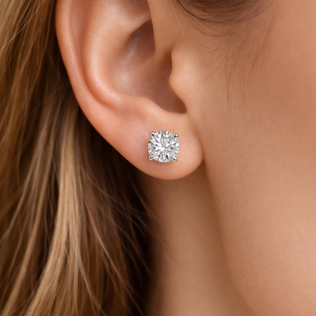 AGI Certified 2.00 CTW Lab Grown Diamond Stud Earrings in 14K Gold