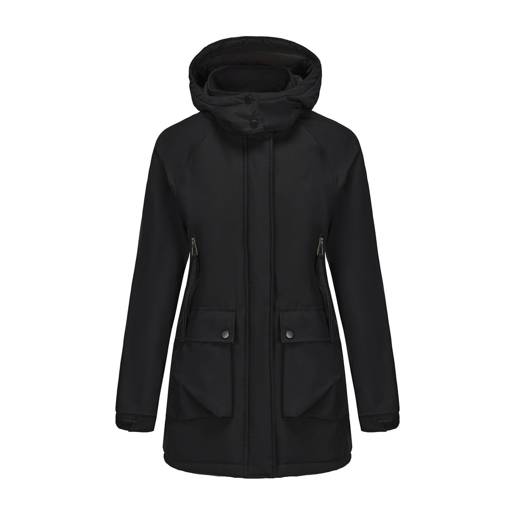 Parka Fleece Padded Coat Shell Jacket Waterproof Lady Fall Winter Coat