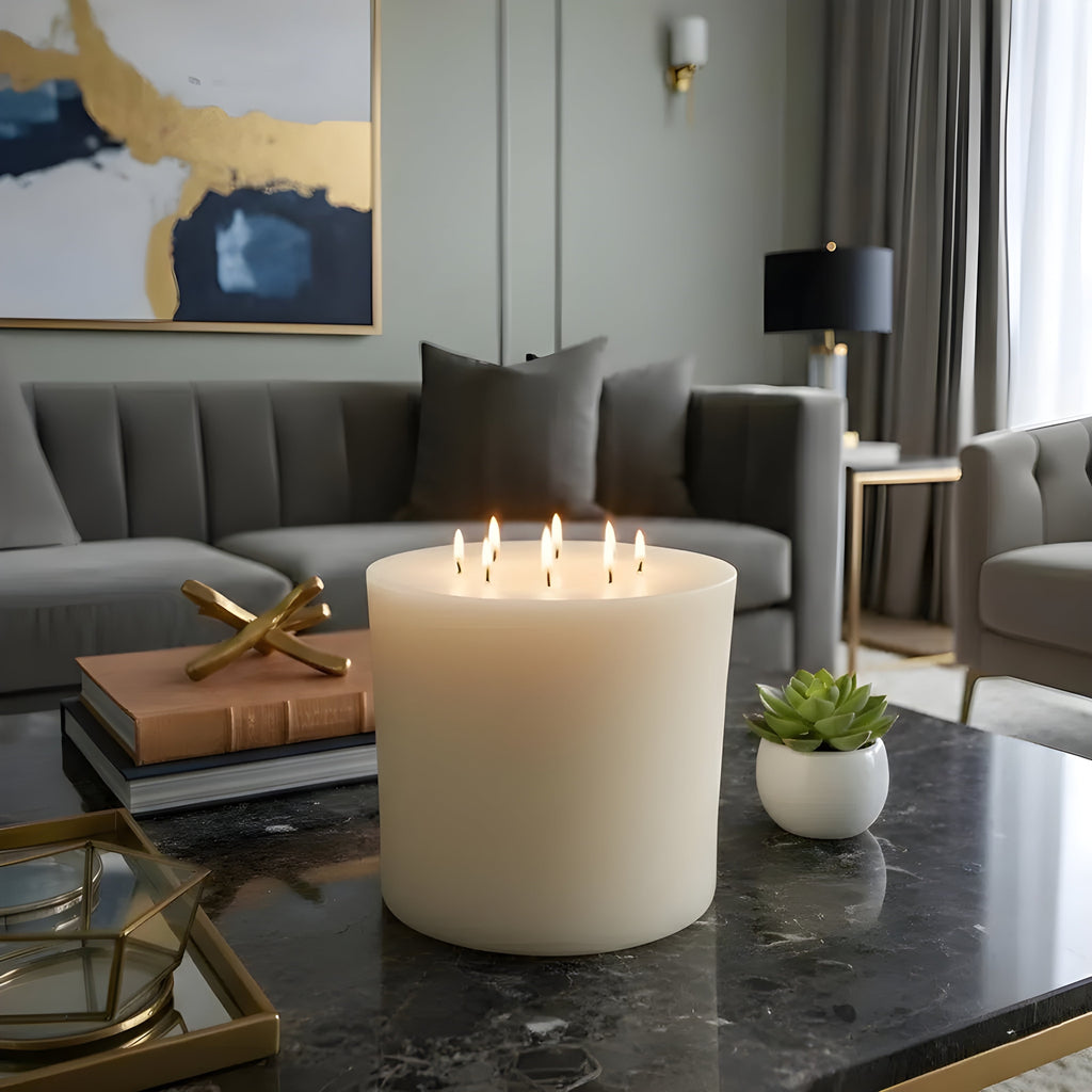 Bonfire White Beeswax Candle — 8-Wick Luxury Statement Pillar