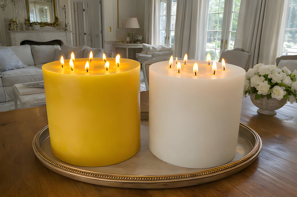 Bonfire White Beeswax Candle — 8-Wick Luxury Statement Pillar
