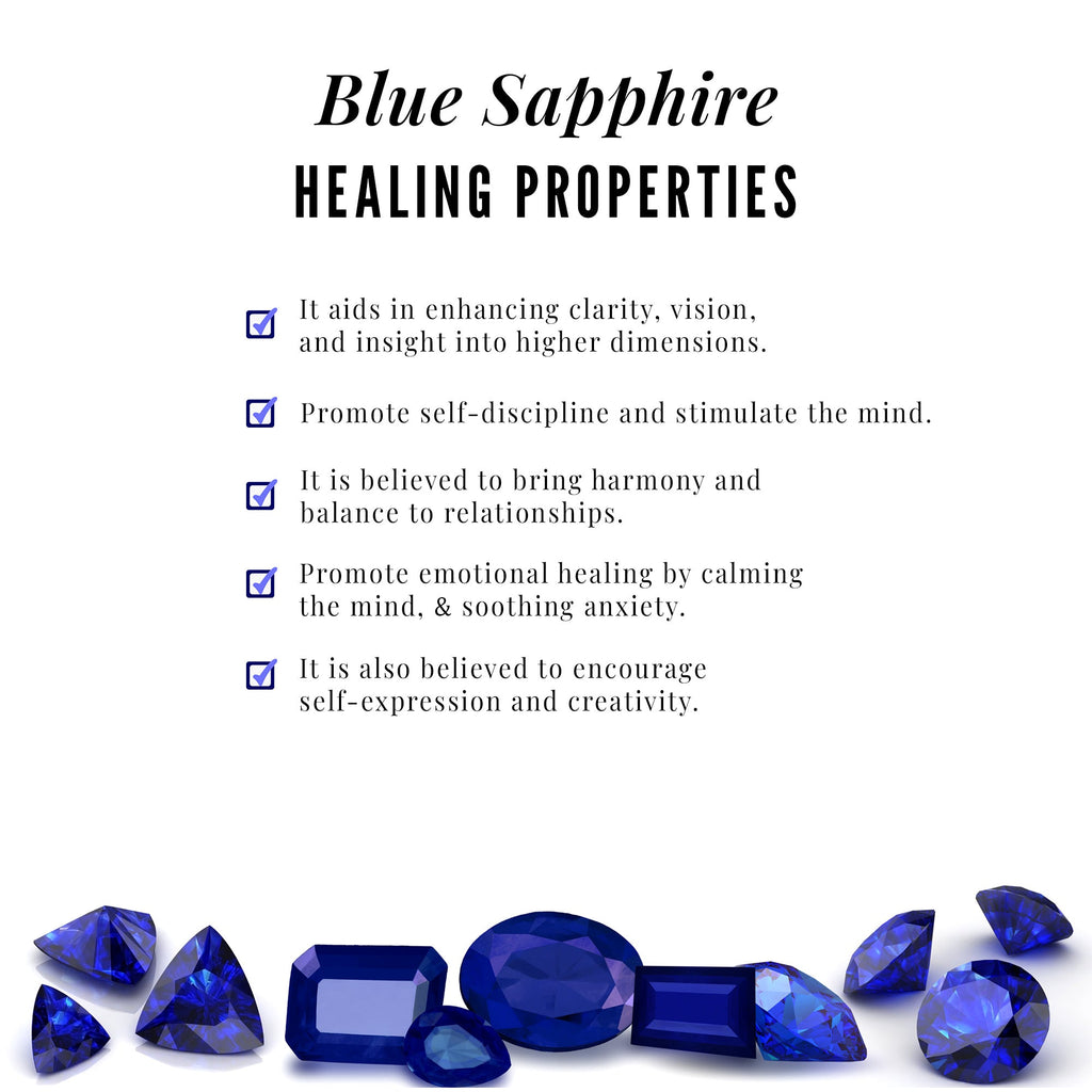 Natural Oval Blue Sapphire Diamond Half Eternity Ring for Women