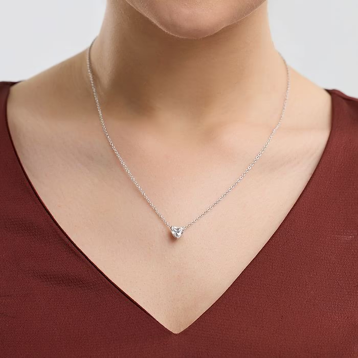 3.00 CTW Floating Heart Diamond Pendant Necklace in 14K Gold
