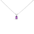 14K White Gold 6x4MM Emerald Cut Purple Amethyst Solitaire Pendant Necklace