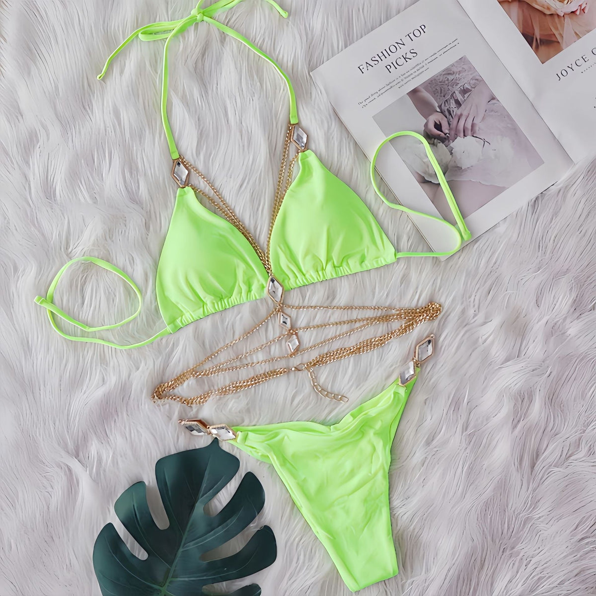 Riviera Crystal Chain Bikini Set