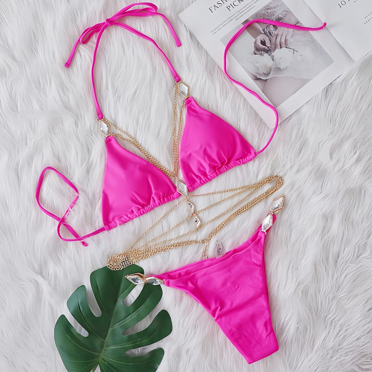 Riviera Crystal Chain Bikini Set