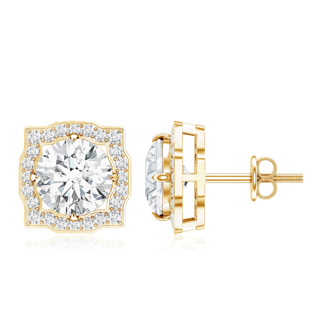 Certified Moissanite Bridal Stud Earrings with Halo for Women