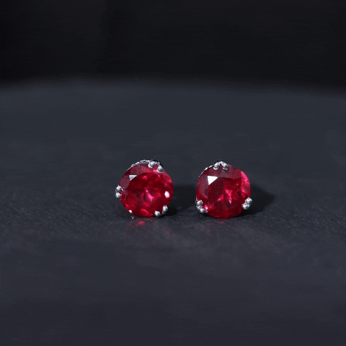 4.7 Carat Lab Created Ruby Solitaire Stud Earrings for Women