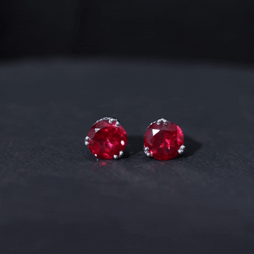 4.7 Carat Lab Created Ruby Solitaire Stud Earrings for Women
