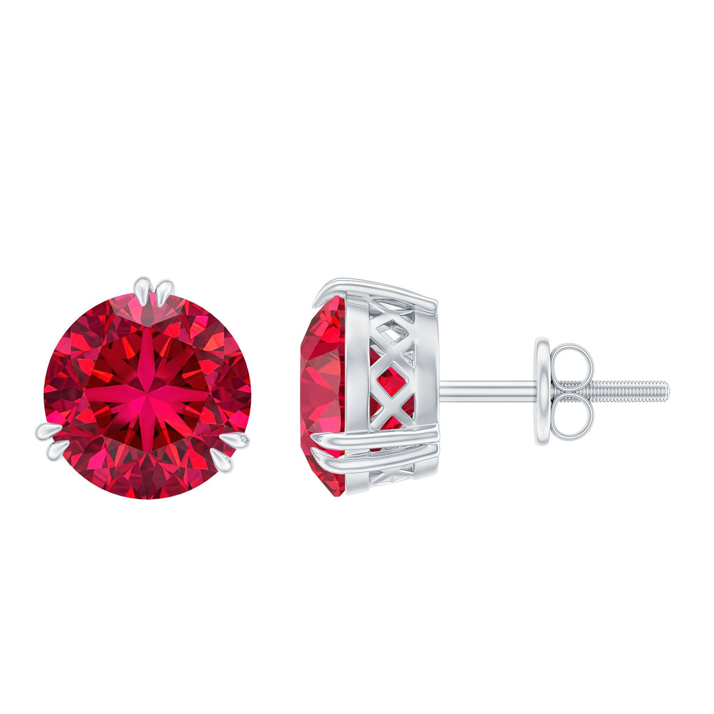 4.7 Carat Lab Created Ruby Solitaire Stud Earrings for Women