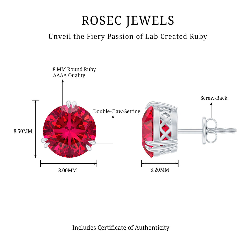 4.7 Carat Lab Created Ruby Solitaire Stud Earrings for Women