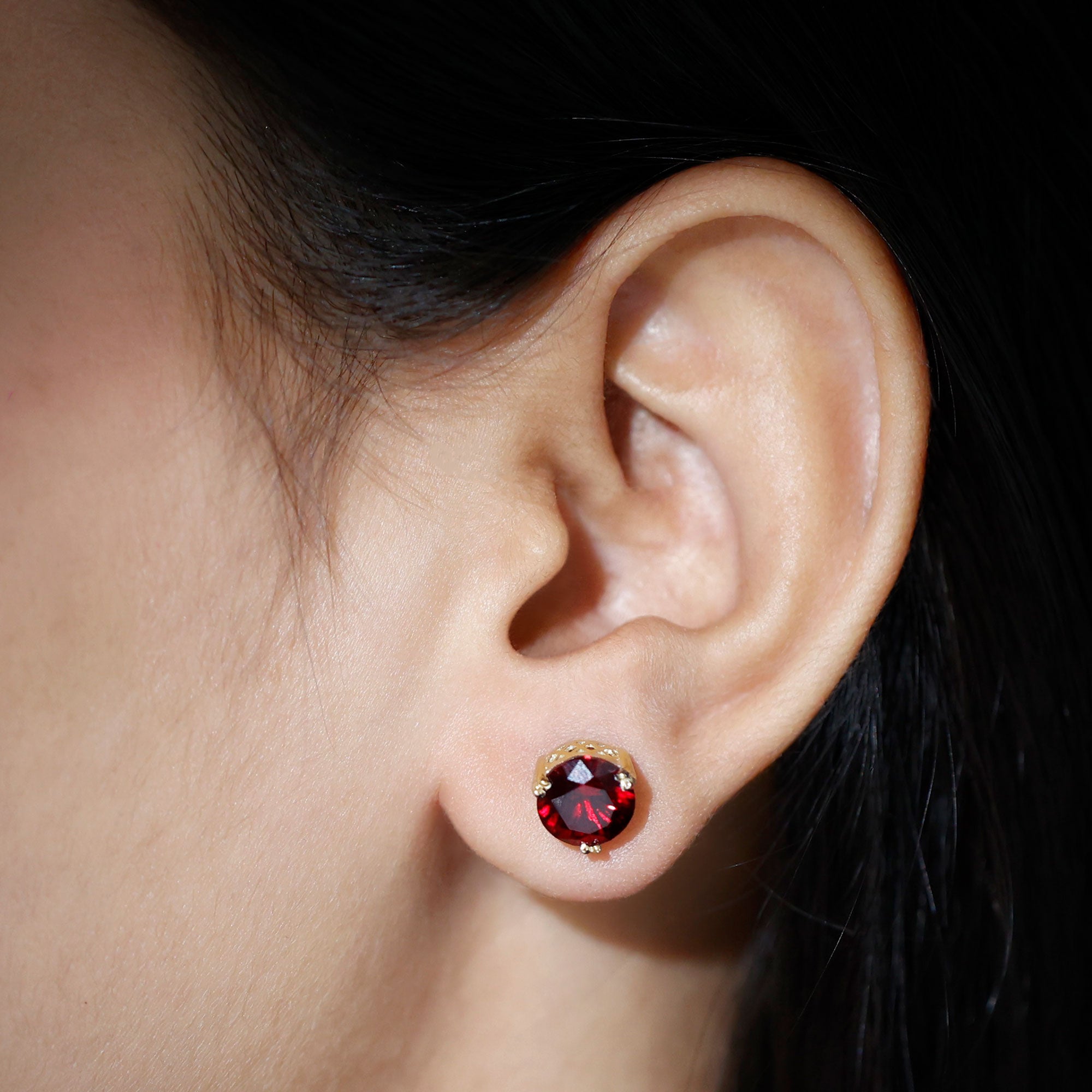4.7 Carat Lab Created Ruby Solitaire Stud Earrings for Women