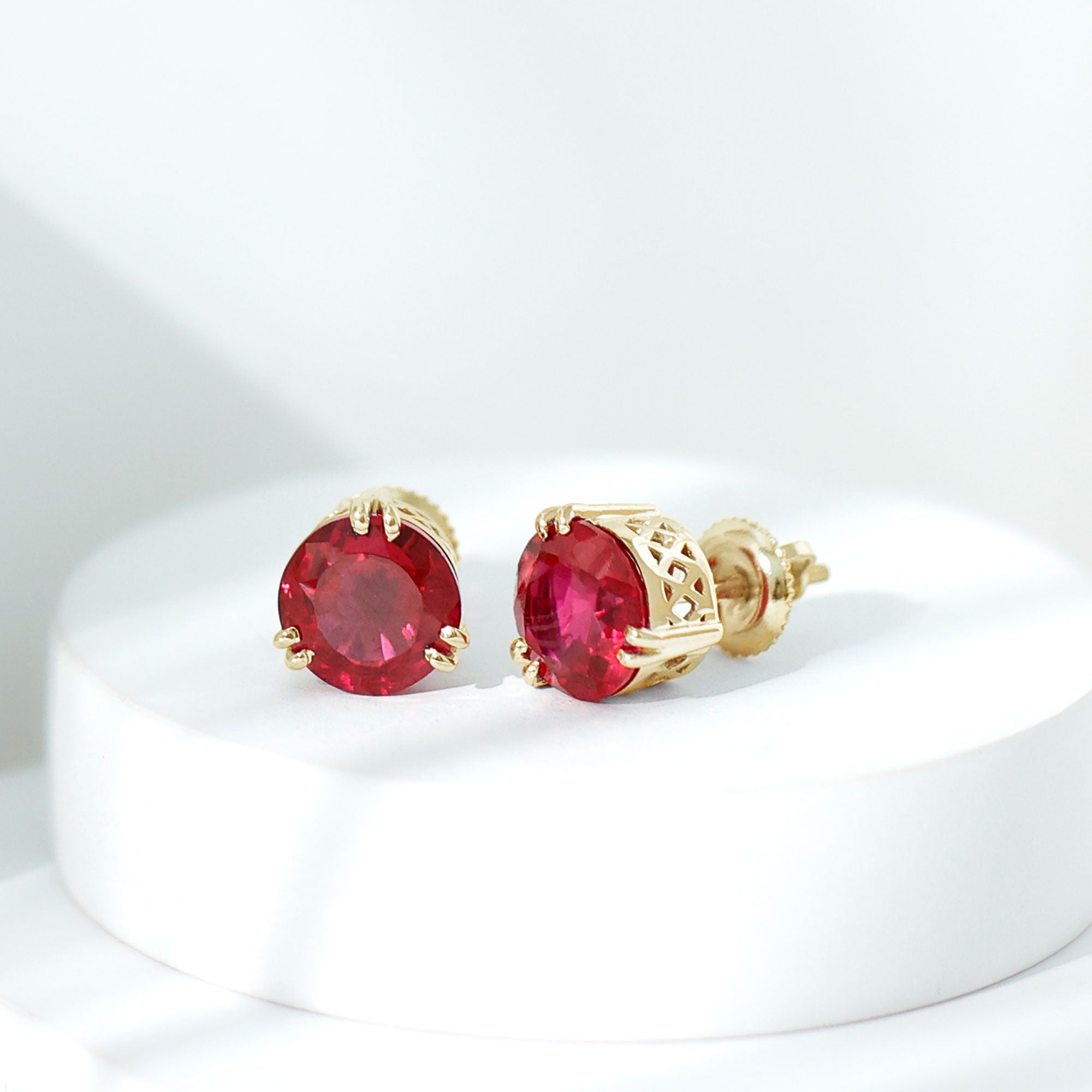 4.7 Carat Lab Created Ruby Solitaire Stud Earrings for Women
