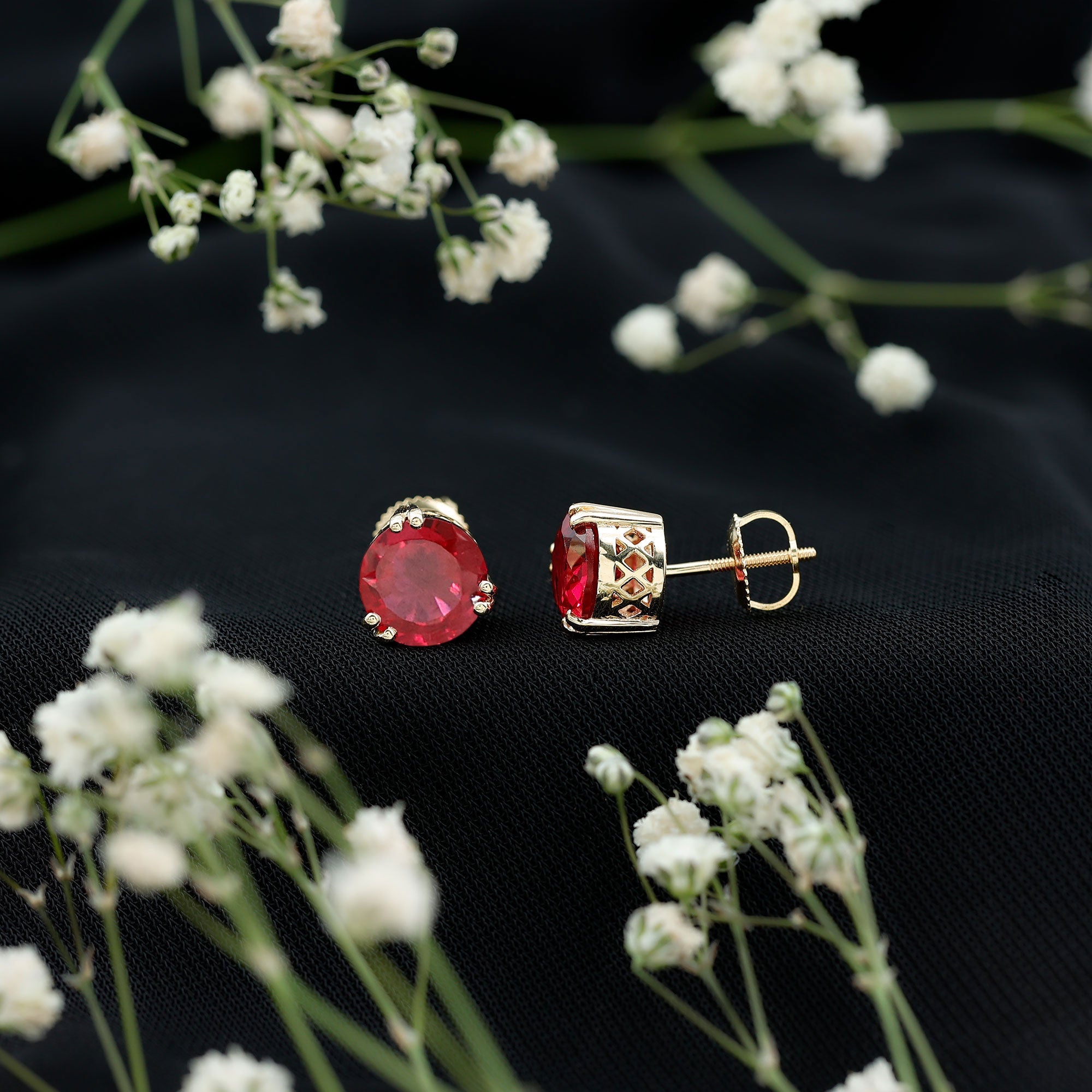 4.7 Carat Lab Created Ruby Solitaire Stud Earrings for Women