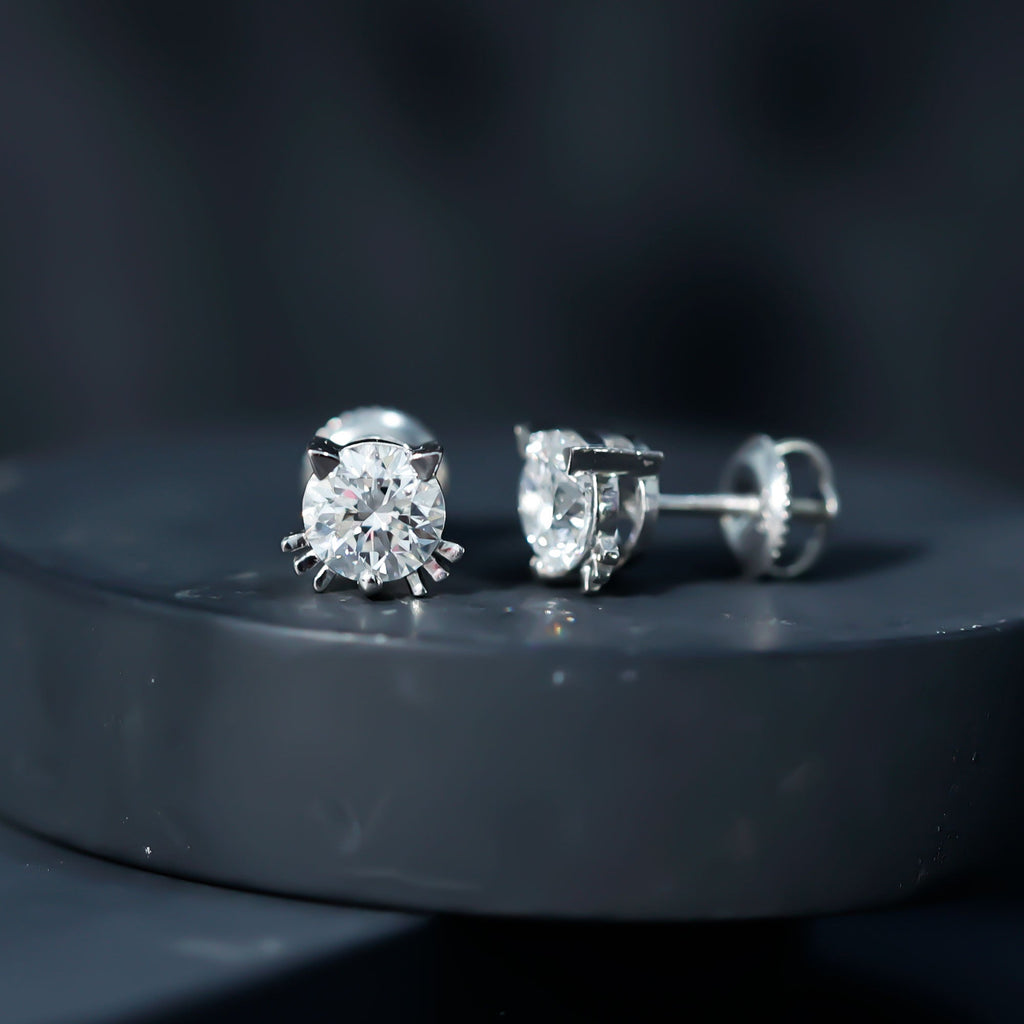 Natural Diamond Cat Stud Earrings
