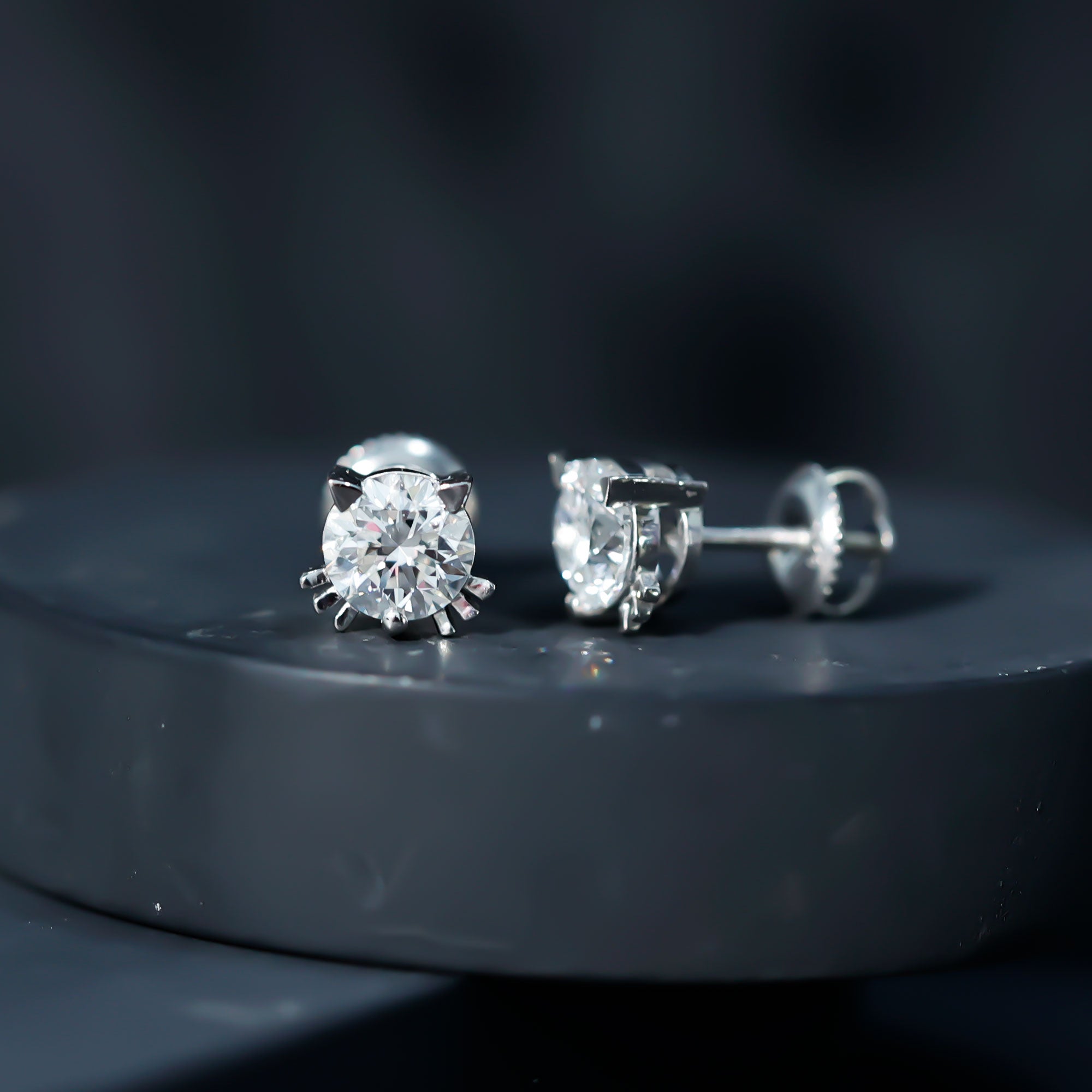 Natural Diamond Cat Stud Earrings