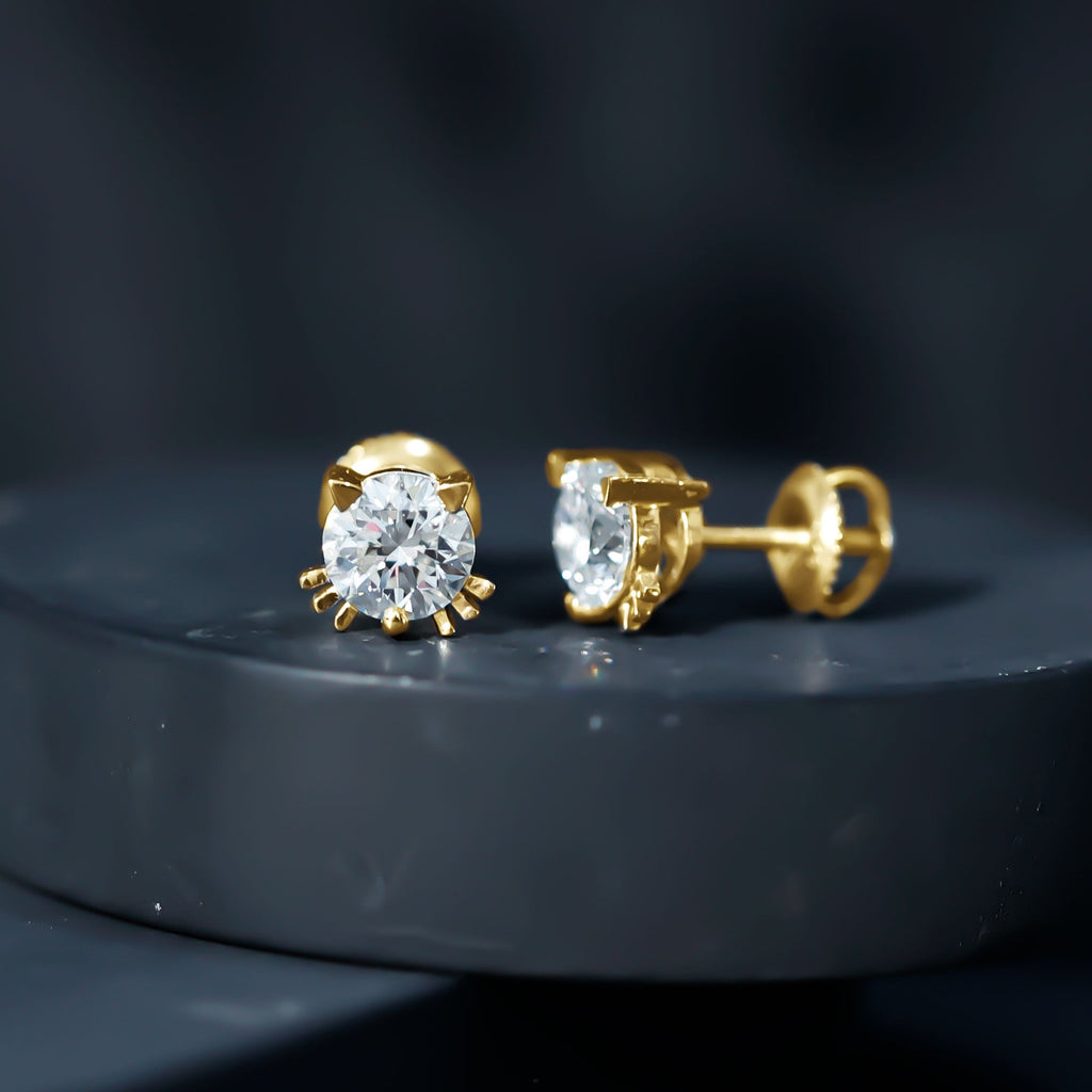 Natural Diamond Cat Stud Earrings