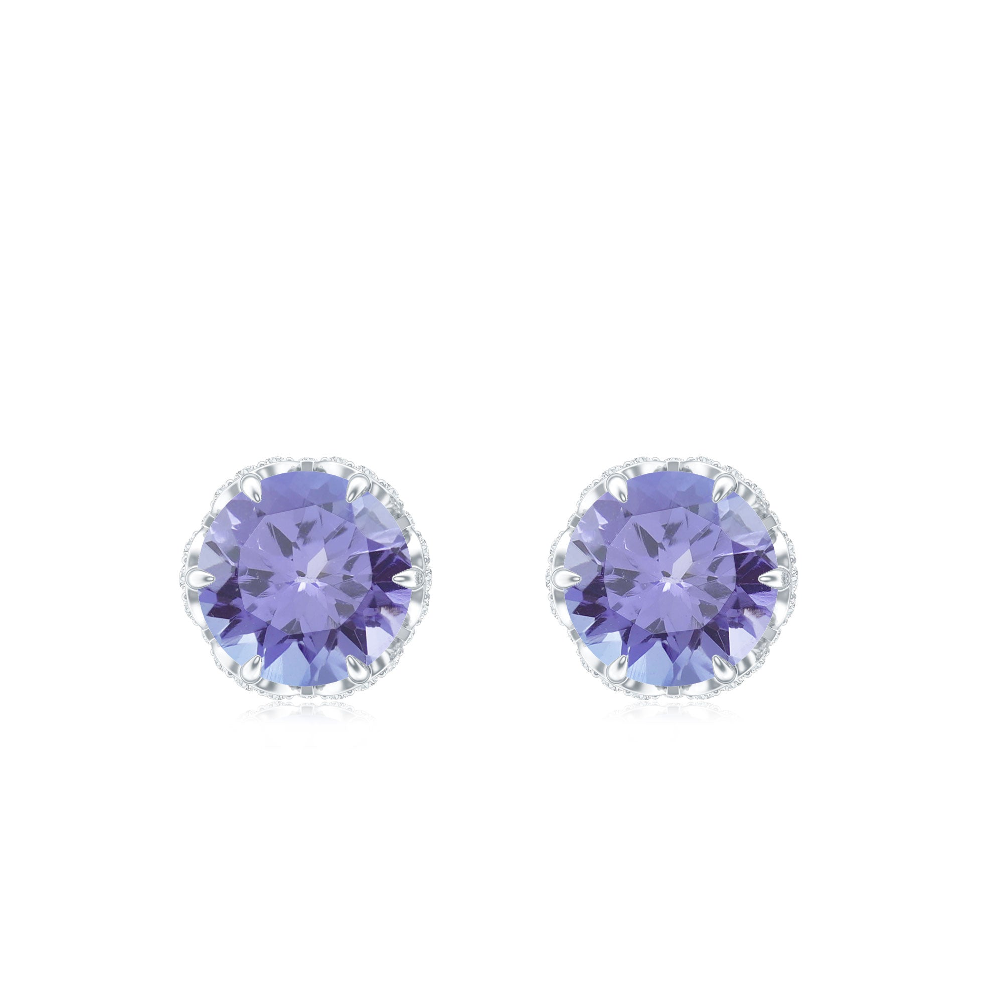 1 Carat Tanzanite Designer Stud Earrings with Diamond for Women