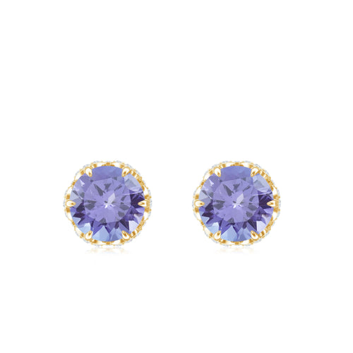 1 Carat Tanzanite Designer Stud Earrings with Diamond for Women