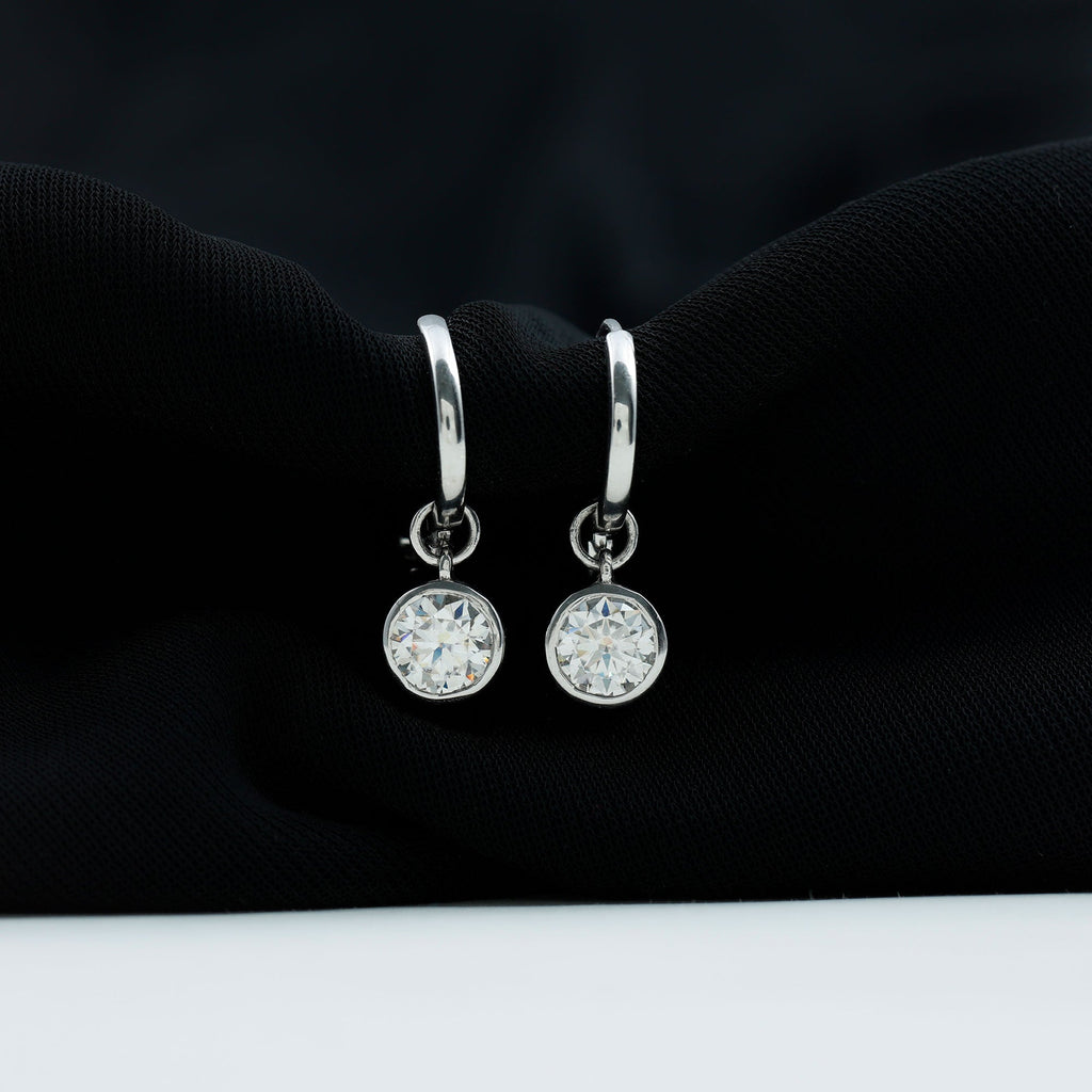 Bezel Set Lab Grown Diamond Drop Earrings for Women