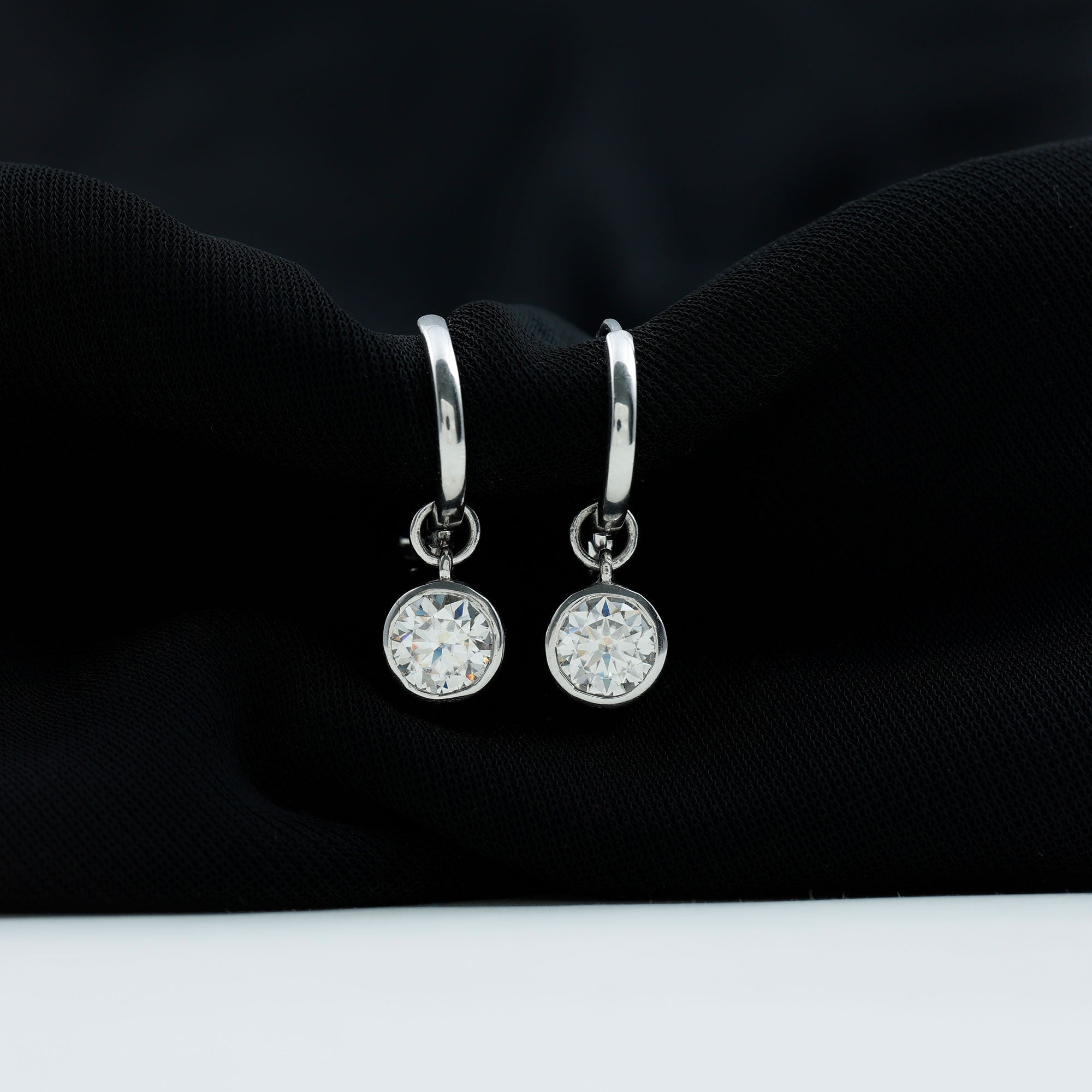 Bezel Set Lab Grown Diamond Drop Earrings for Women