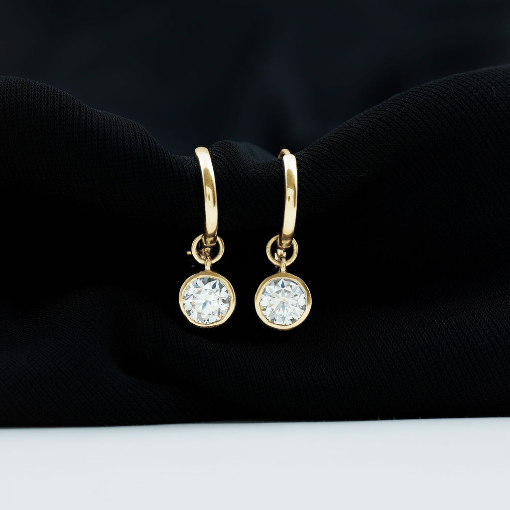 Bezel Set Lab Grown Diamond Drop Earrings for Women