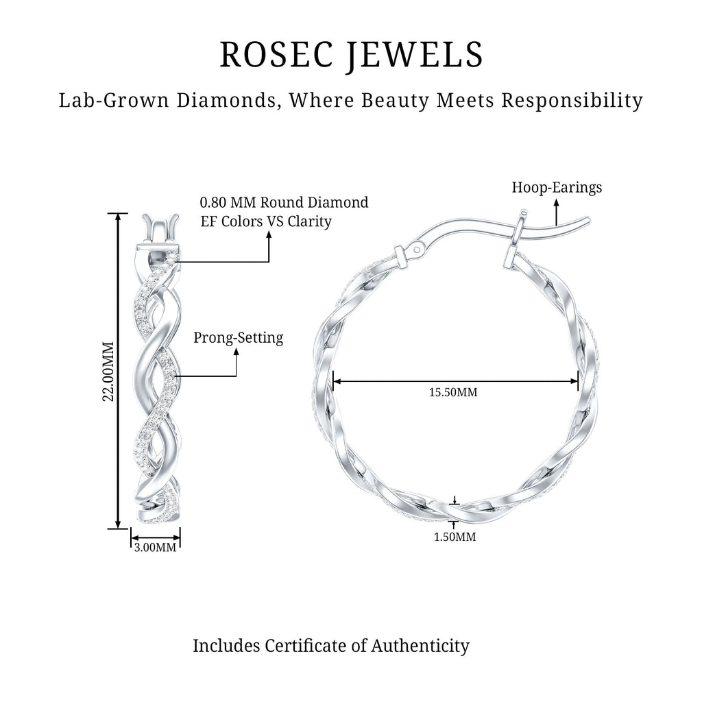 Certified Lab Created Diamond Hoops for Women