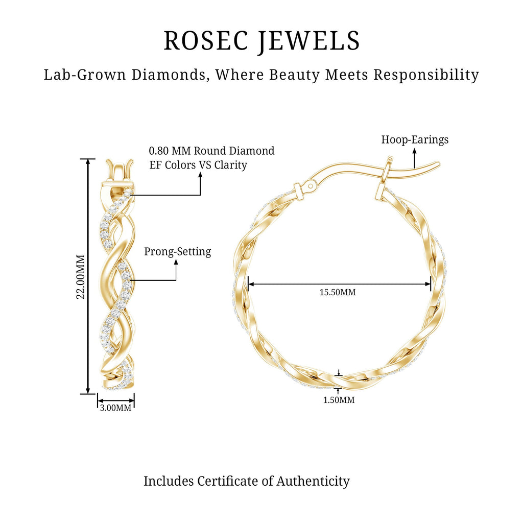 Certified Lab Created Diamond Hoops for Women