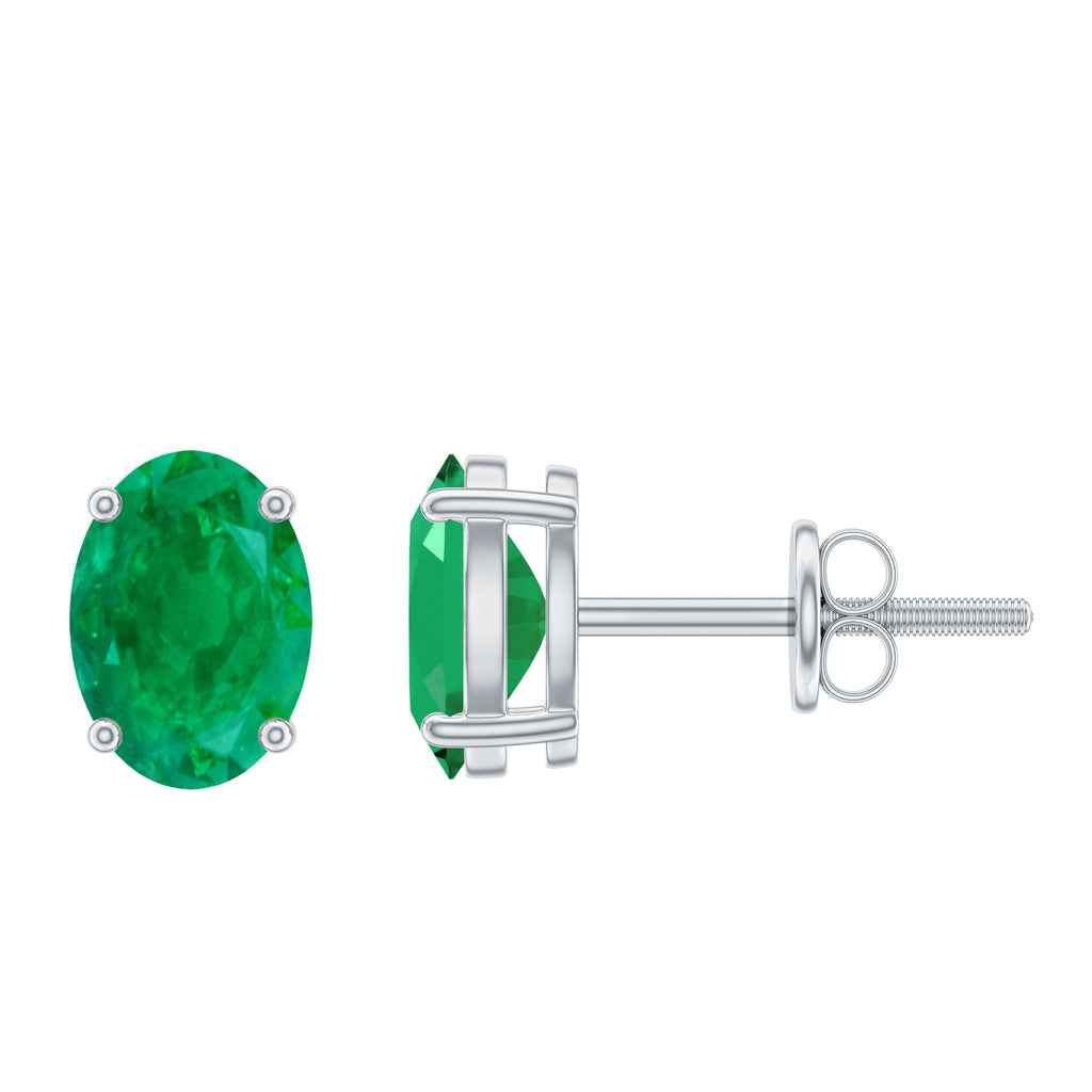 1.43 Carat Oval Shape Emerald Stud Earrings for Women