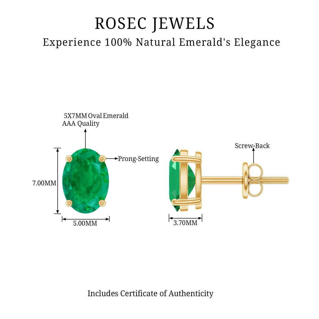 1.43 Carat Oval Shape Emerald Stud Earrings for Women