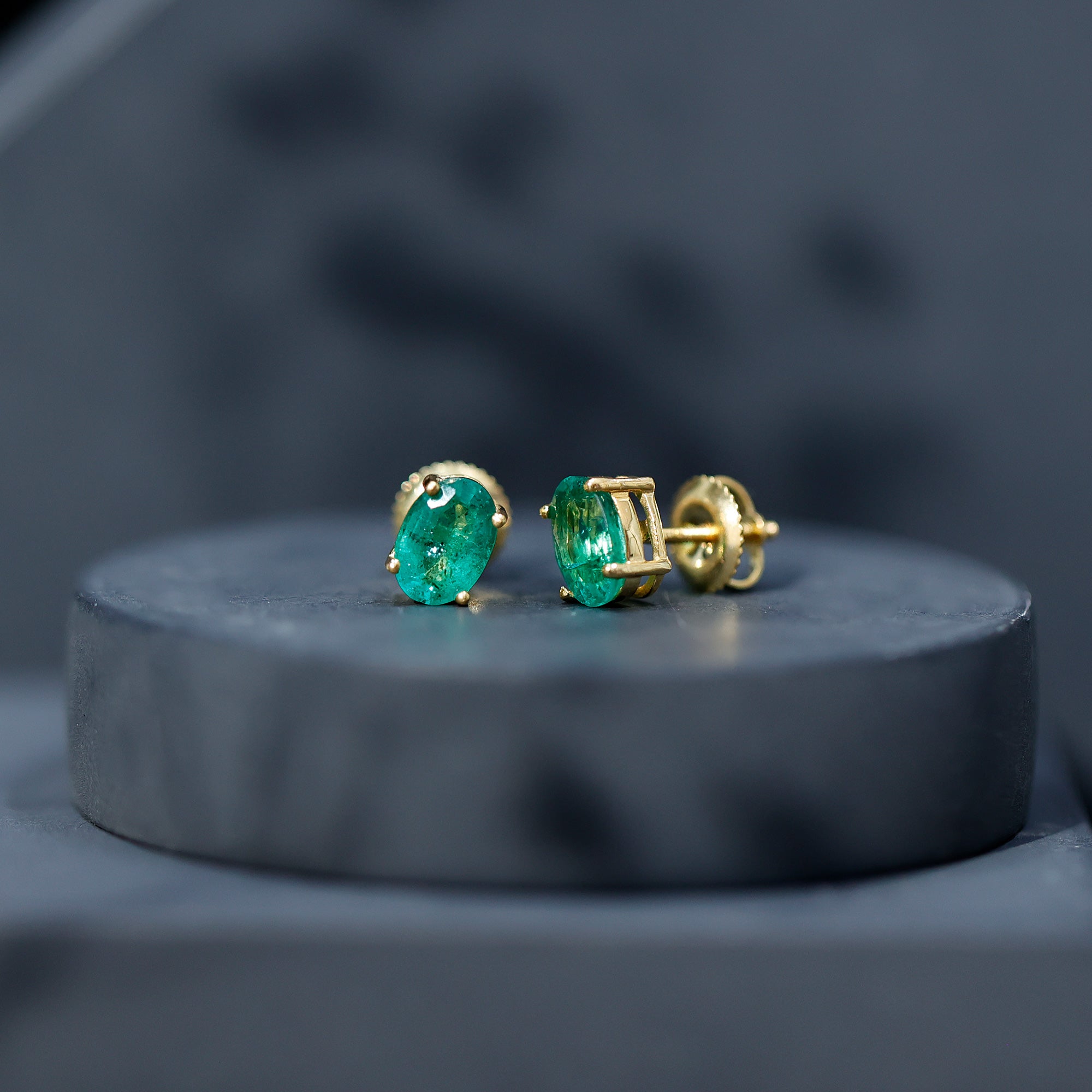 1.43 Carat Oval Shape Emerald Stud Earrings for Women