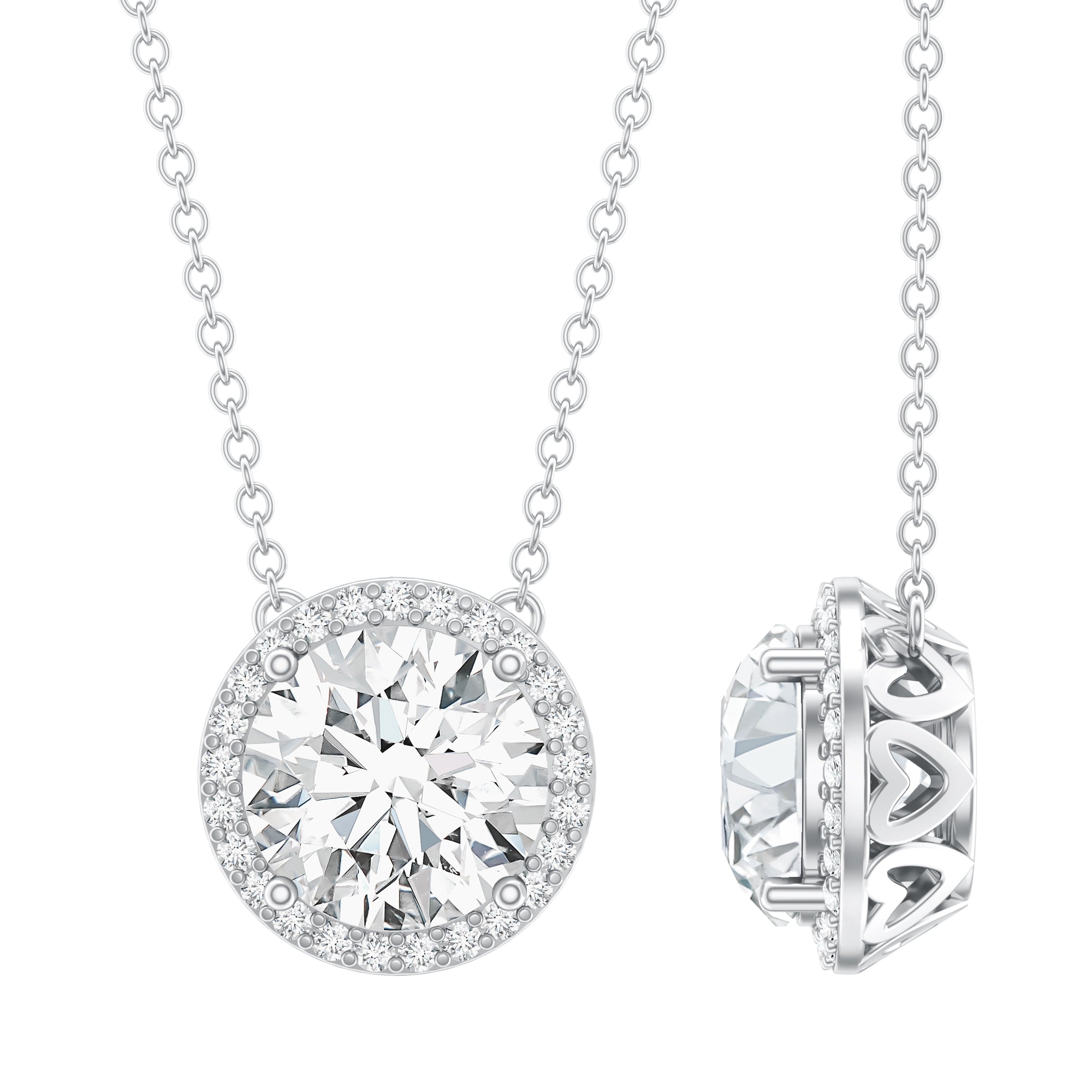 IGI Certified Round Lab Grown Diamond Wedding Necklace for Women
