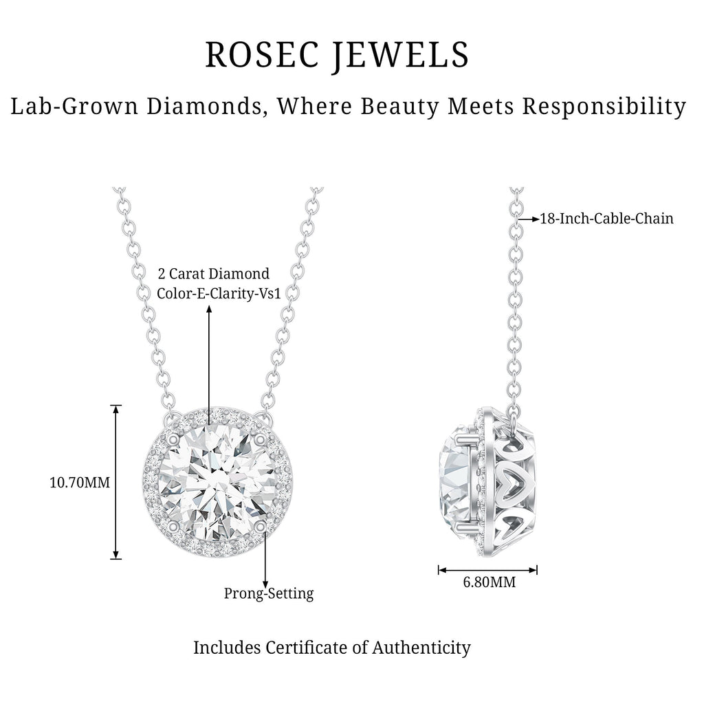 IGI Certified Round Lab Grown Diamond Wedding Necklace for Women