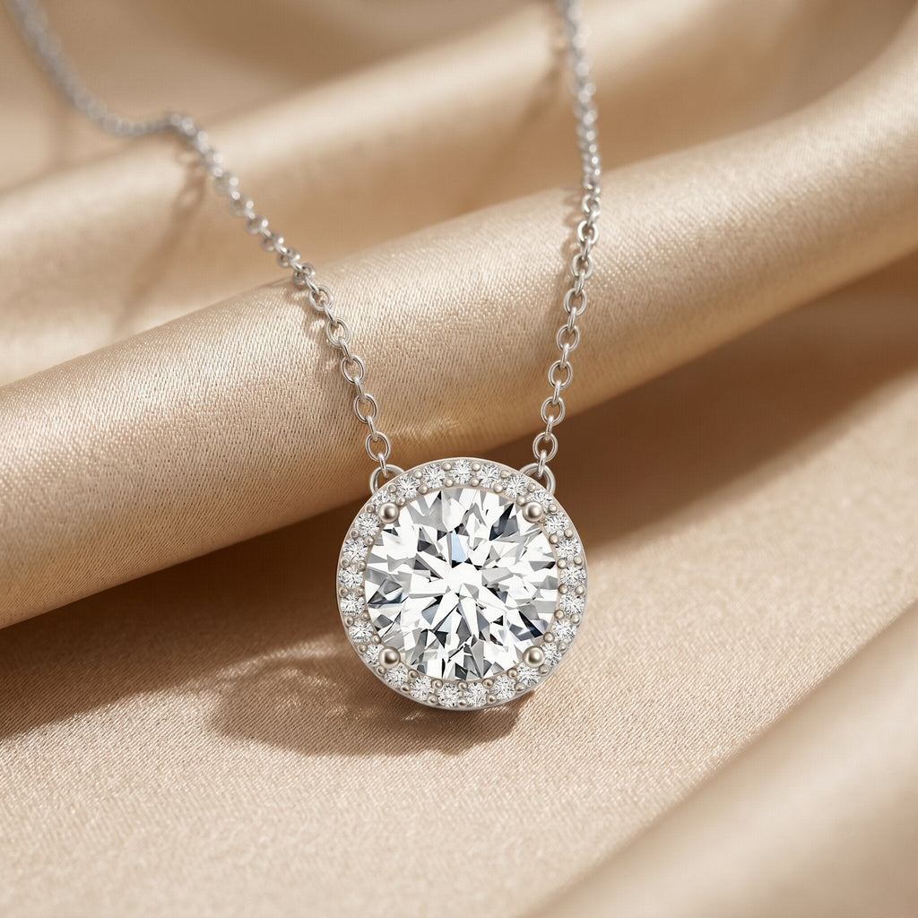 IGI Certified Round Lab Grown Diamond Wedding Necklace for Women