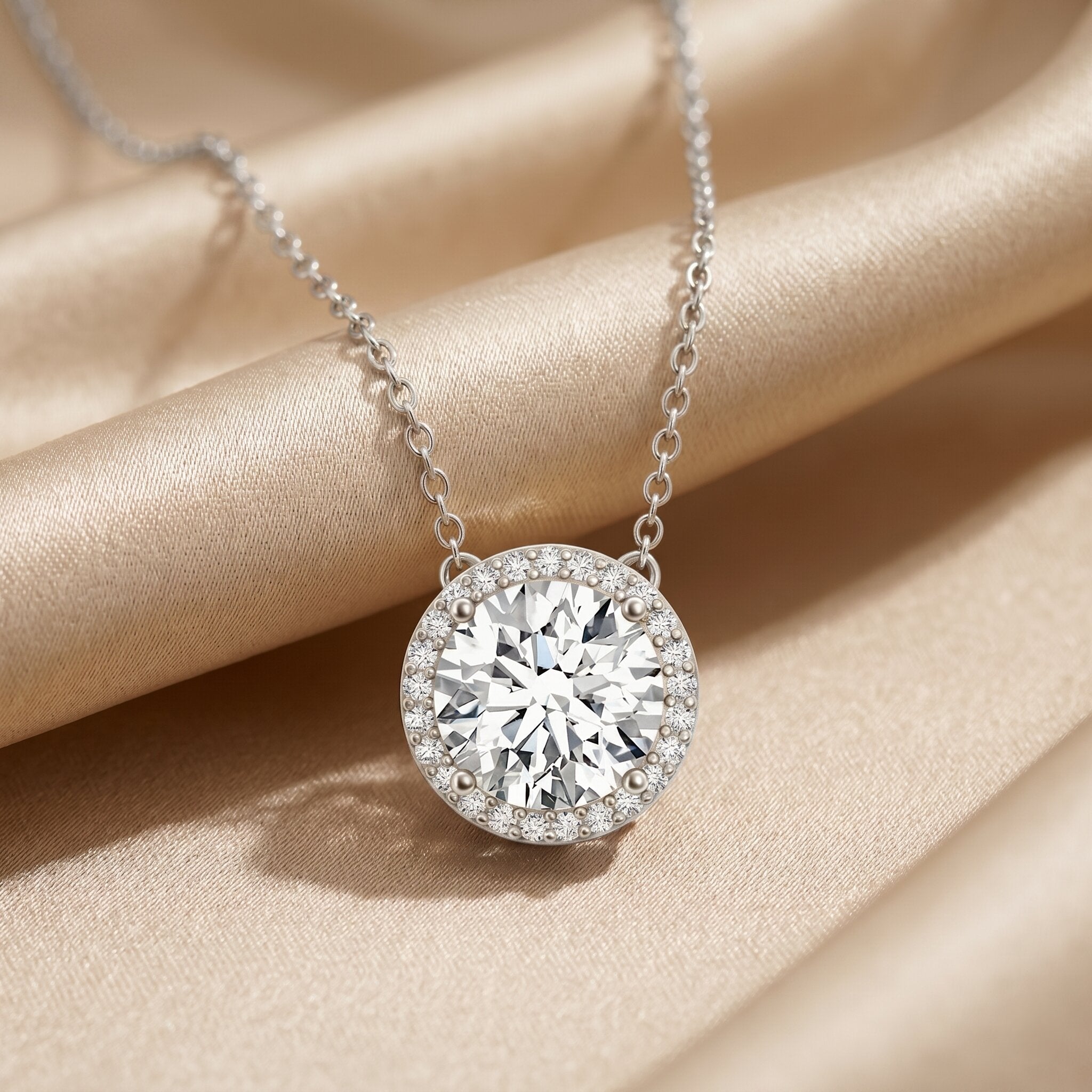 IGI Certified Round Lab Grown Diamond Wedding Necklace for Women