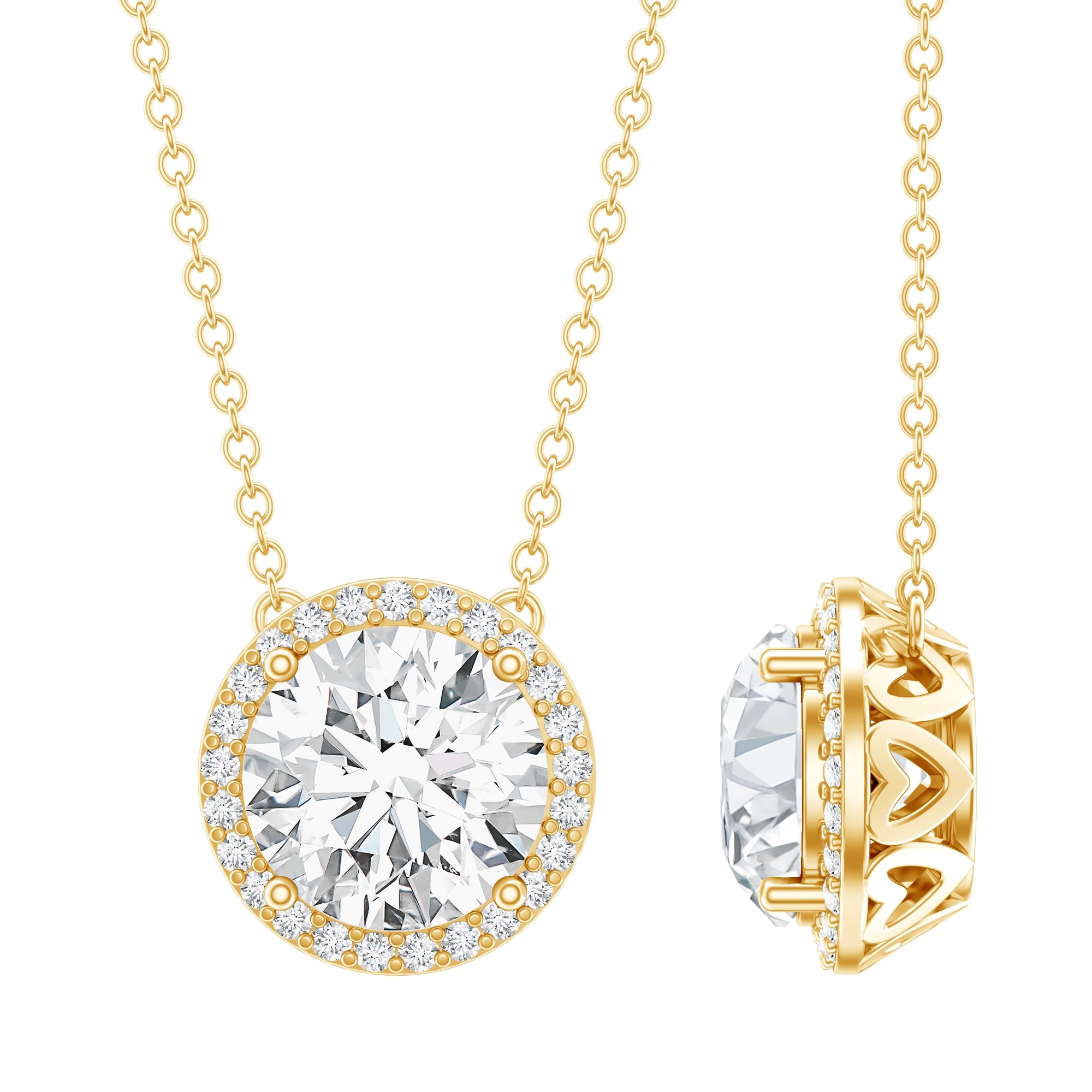 IGI Certified Round Lab Grown Diamond Wedding Necklace for Women