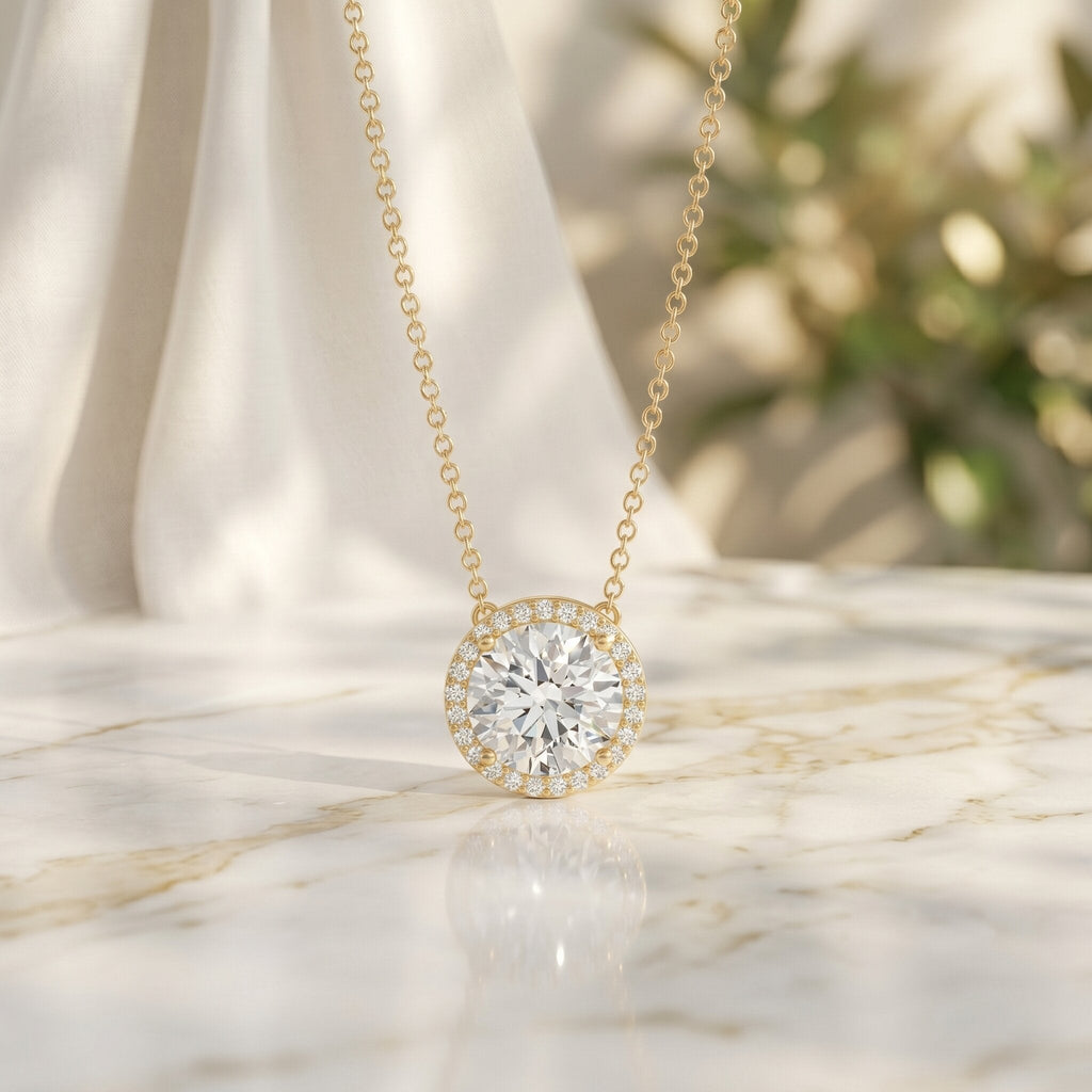 IGI Certified Round Lab Grown Diamond Wedding Necklace for Women