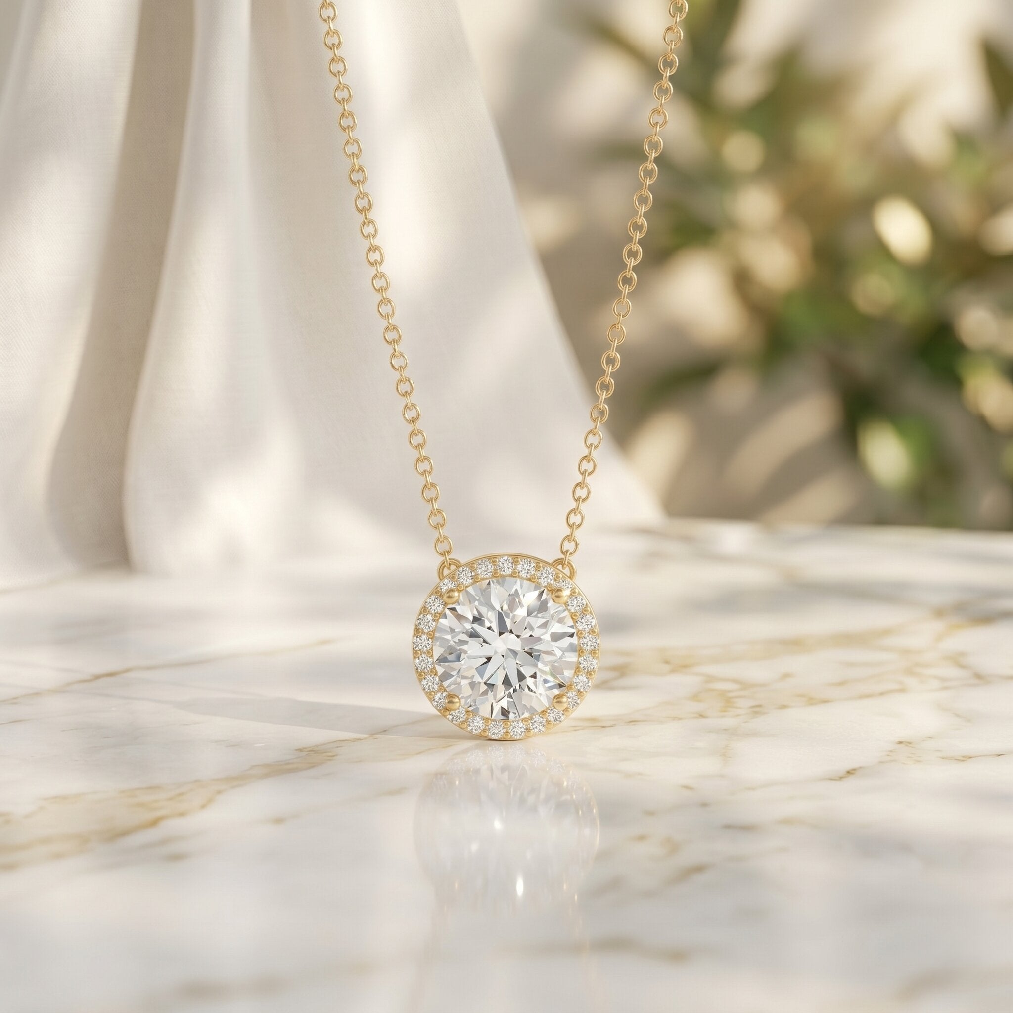 IGI Certified Round Lab Grown Diamond Wedding Necklace for Women