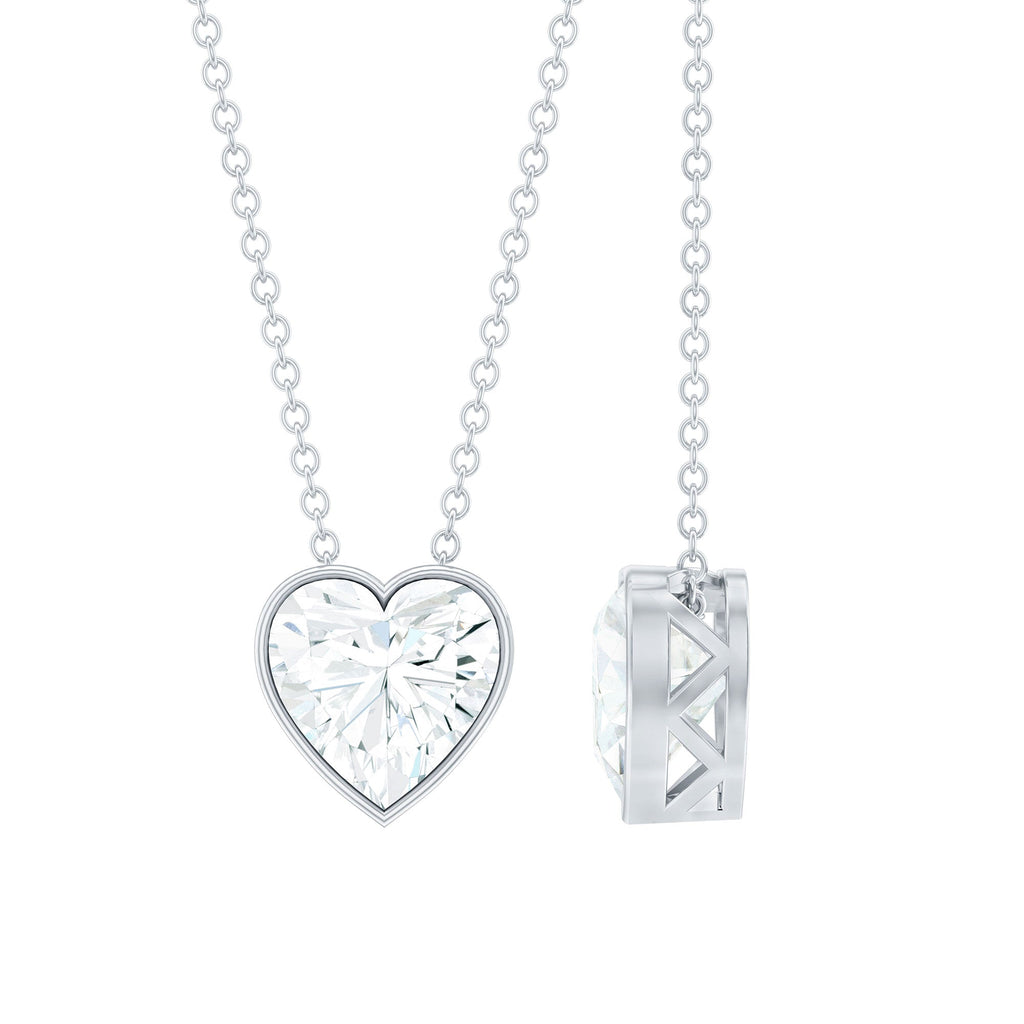 Bezel Set 2 Carat Lab Grown Diamond Heart Locket Necklace for Women