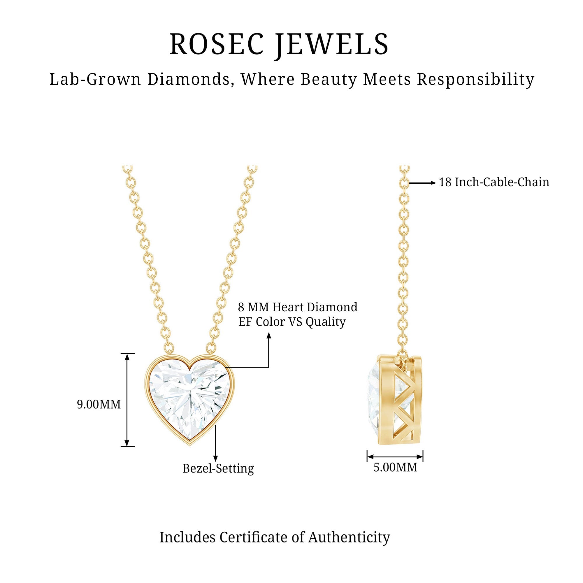 Bezel Set 2 Carat Lab Grown Diamond Heart Locket Necklace for Women