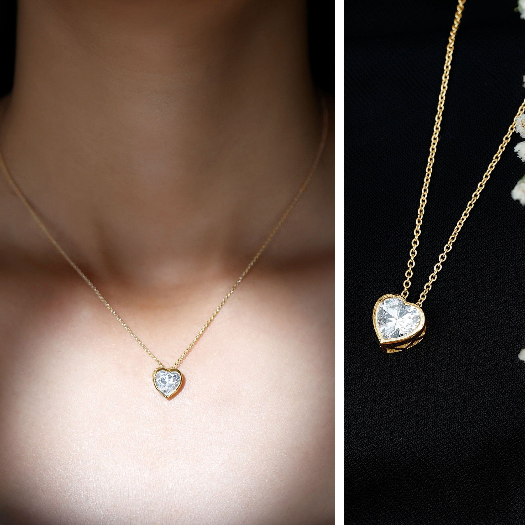 Bezel Set 2 Carat Lab Grown Diamond Heart Locket Necklace for Women