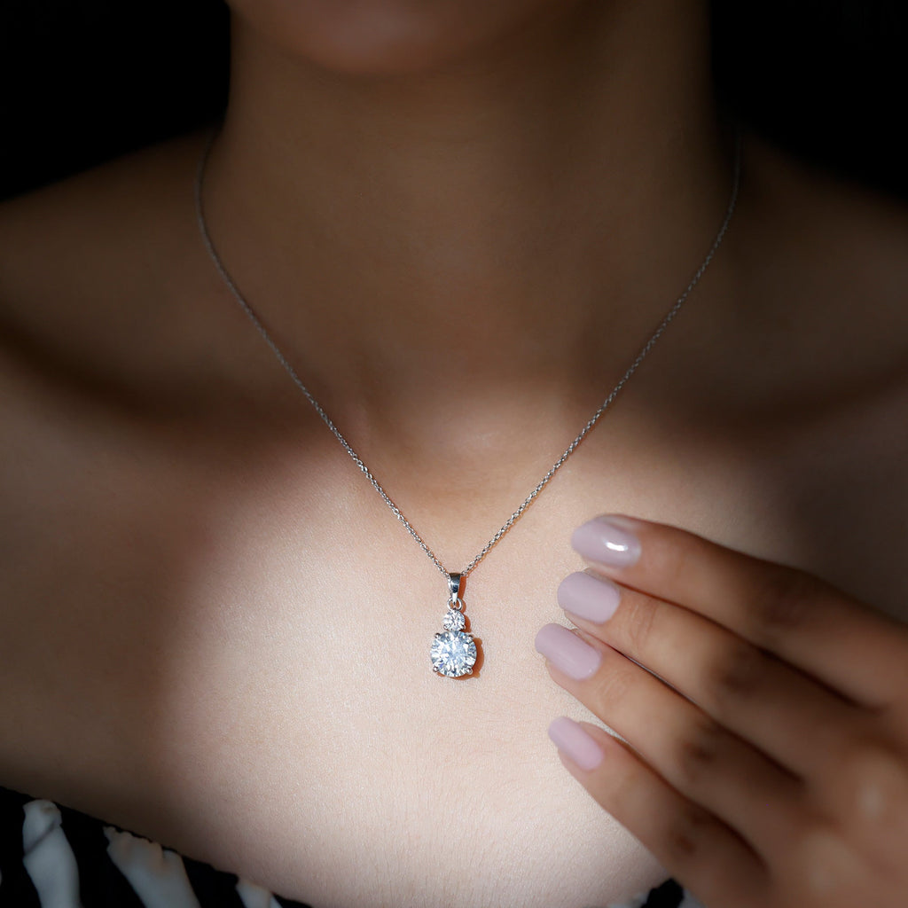 Certified 3 Carat Lab Grown Diamond Pendant Necklace For Women