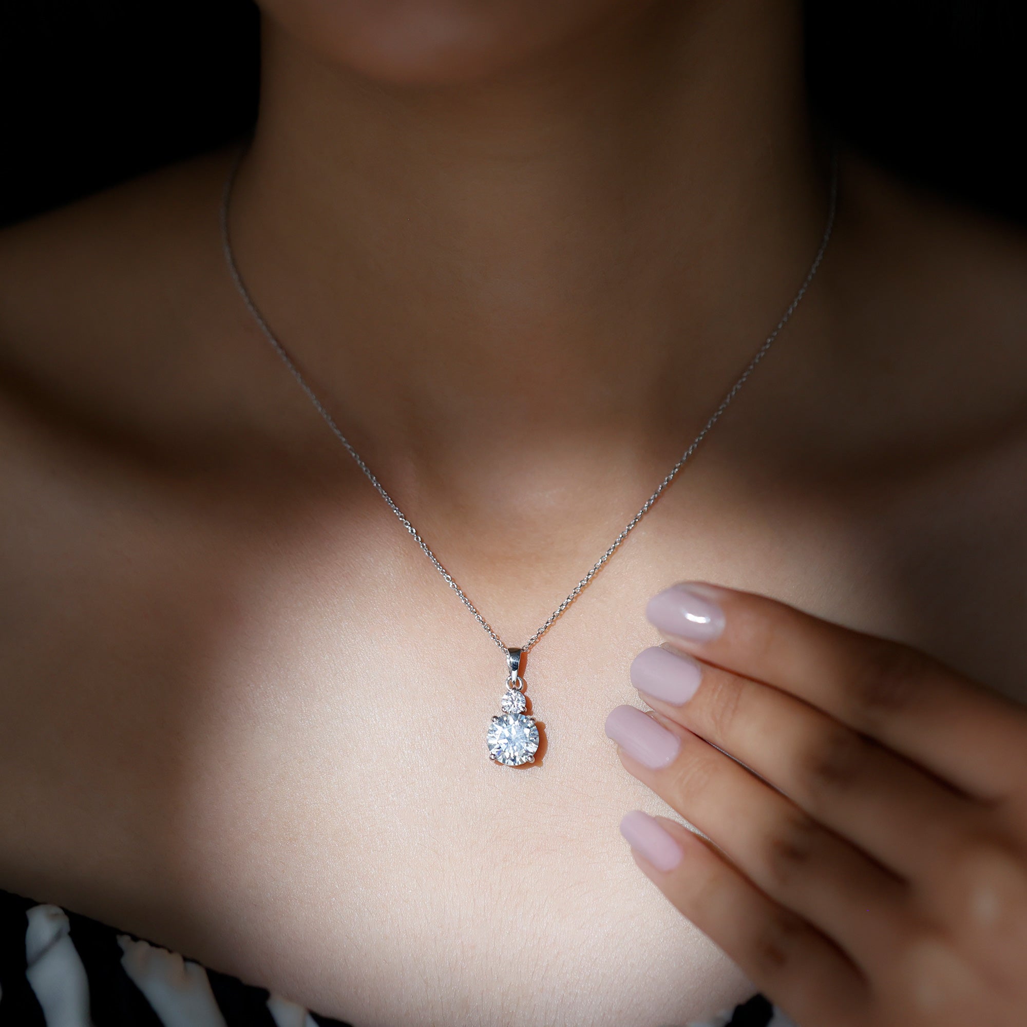 Certified 3 Carat Lab Grown Diamond Pendant Necklace For Women