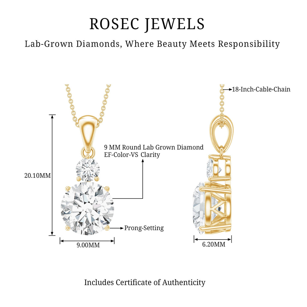 Certified 3 Carat Lab Grown Diamond Pendant Necklace For Women