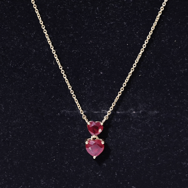 Lab Certified Ruby Double Heart Necklace for Women