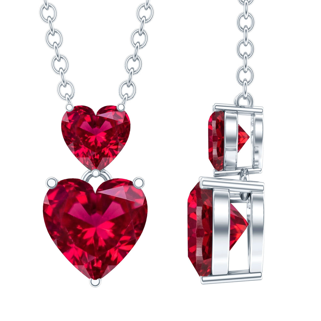 Lab Certified Ruby Double Heart Necklace for Women