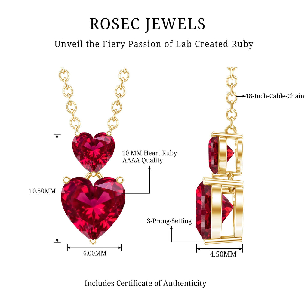 Lab Certified Ruby Double Heart Necklace for Women