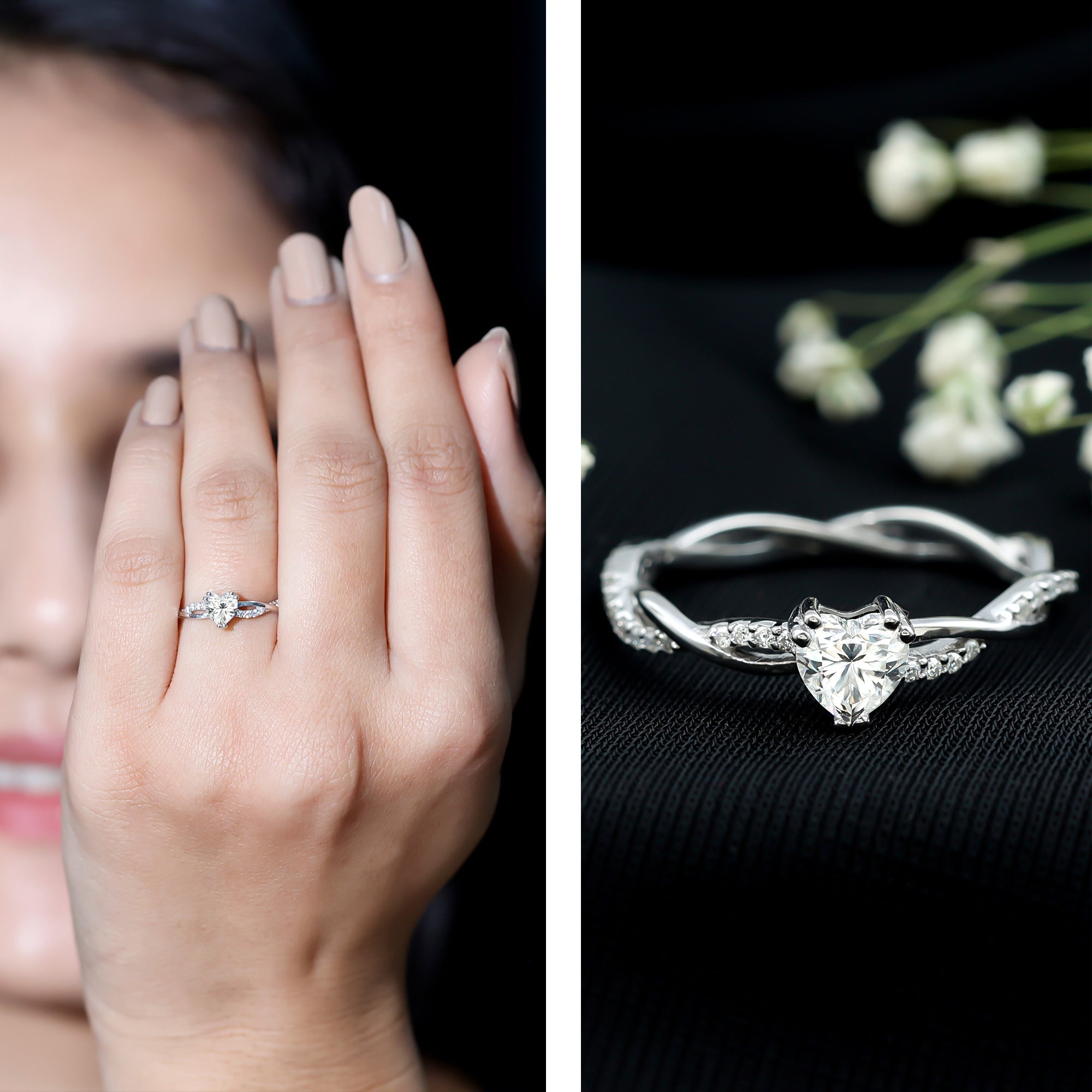 0.5 Carat Heart Shaped Diamond Ring For Women