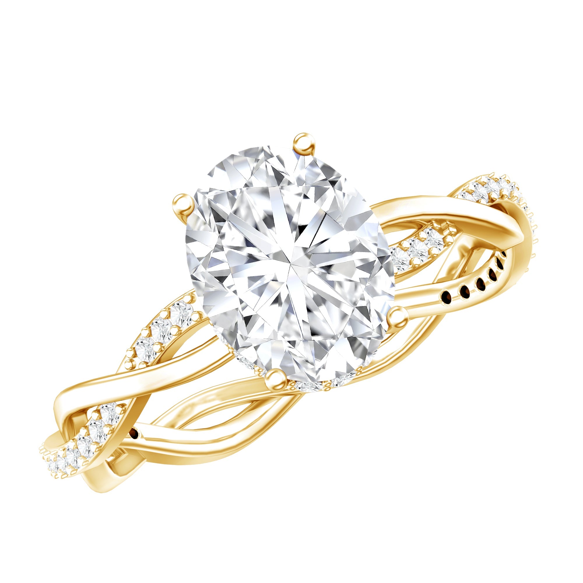 IGI Certified 2 Carat Lab Grown Diamond Oval Hidden Halo Engagement Ring with Braided Band