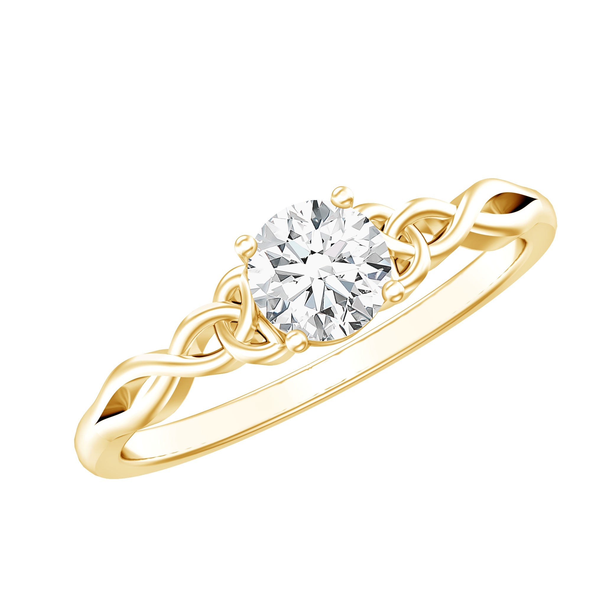 Solitaire Moissanite Celtic Knot Ring for Women