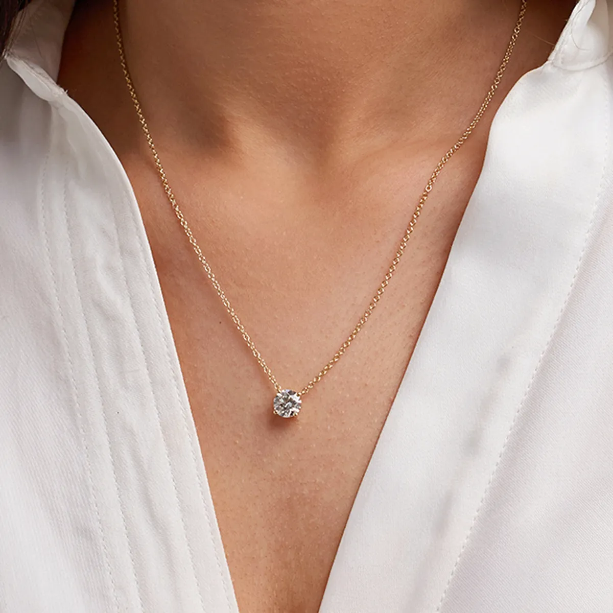 2.00 CTW Lab Grown Diamond Floating Solitaire Pendant in 14K Gold
